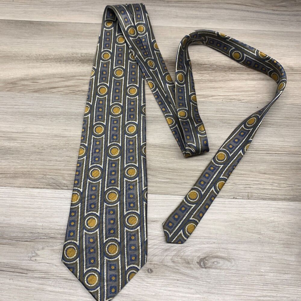VTG Bugatti Necktie Gray Adjustable Men's Designer Tie 100% Silk